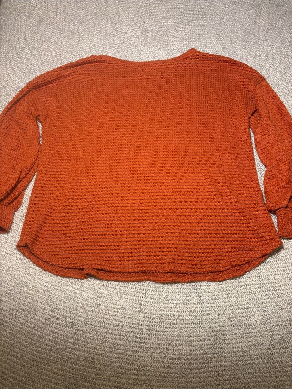 BiBi Textured Waffle-Knit Long Sleeve Top in Rust Orange - Picture 6 of 7